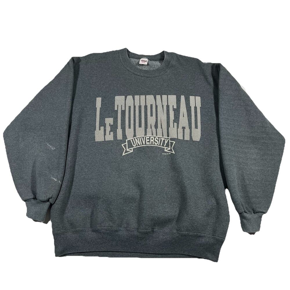 Vintage 1989 LeTourneau University Crewneck Sweatshirt XL Gray USA